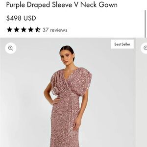Mac Duggal Sequin Mauve Draped Sleeve Gown brand new! Never worn